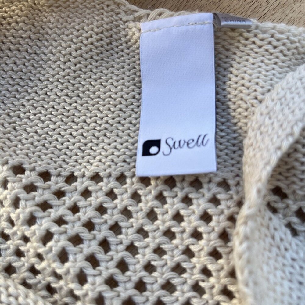 Swell Juniors Crochet Keep it Rockin Taupe Crop Top Size L - Picture 11 of 12